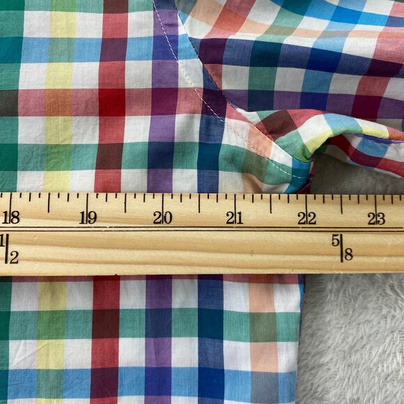 J. CREW Rainbow Plaid Shirt Men L Slim Fit Button Up Long Sleeve Light Weight - Picture 7 of 10